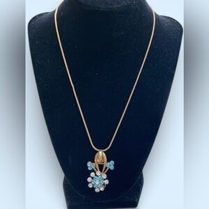 Vintage gold chain jeweled  statement pendant necklace